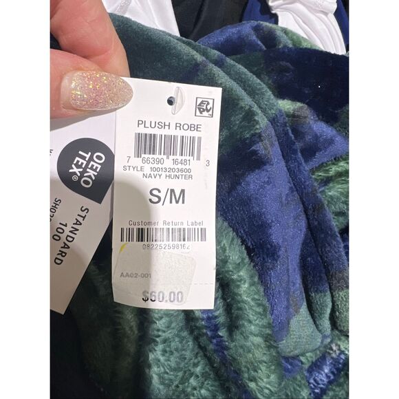 Club Room NWT Plush Pajama Belted Robe Navy/Hunter - Picture 5 of 5